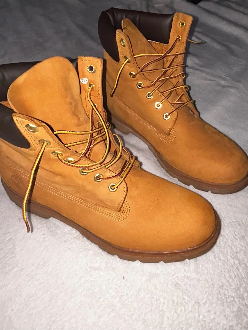 Timberland Wheat Nubuck Work Boots with Brown Collar